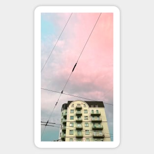 House in pink clouds Sticker